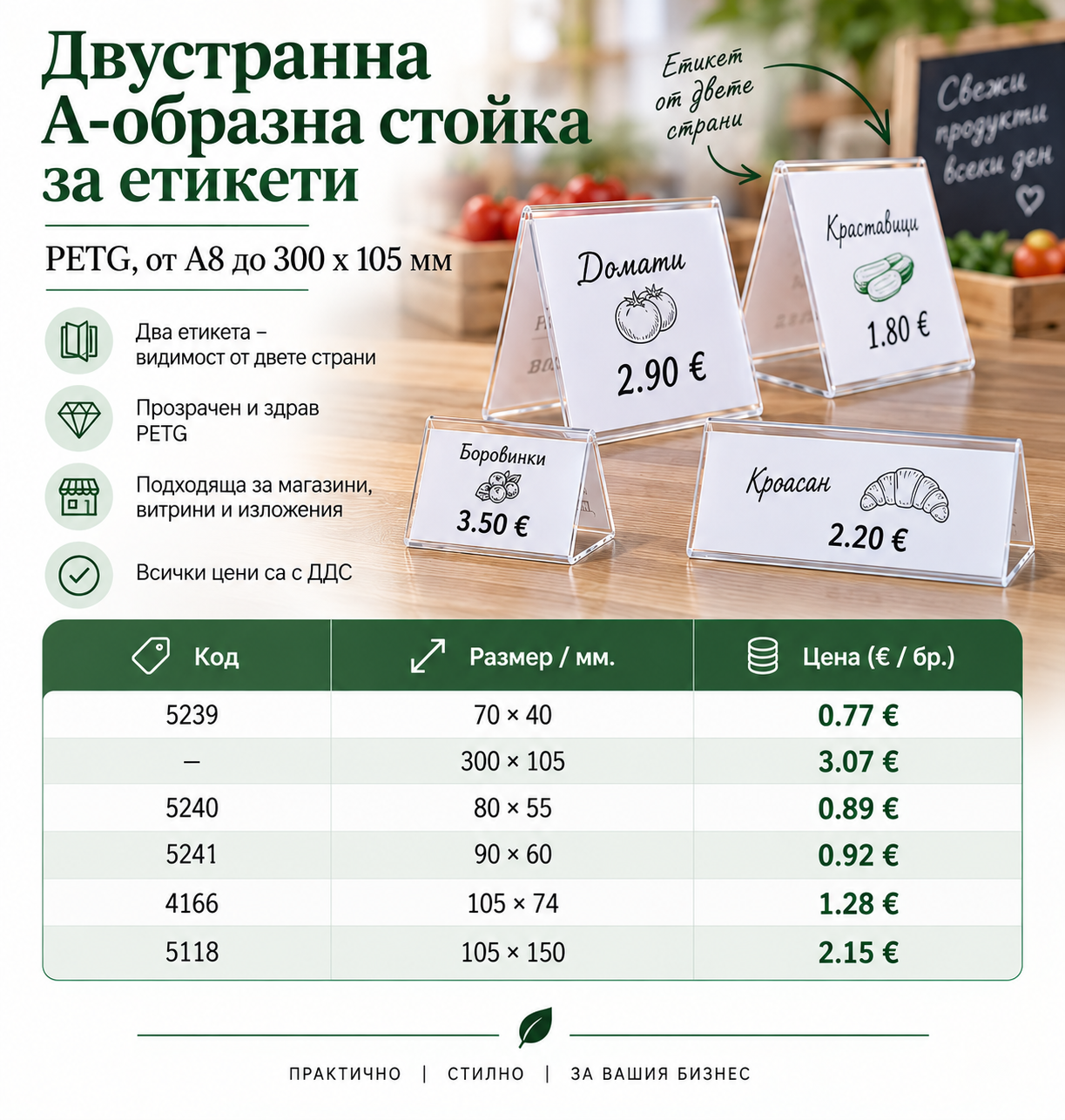 двулицеви стойки за етикети